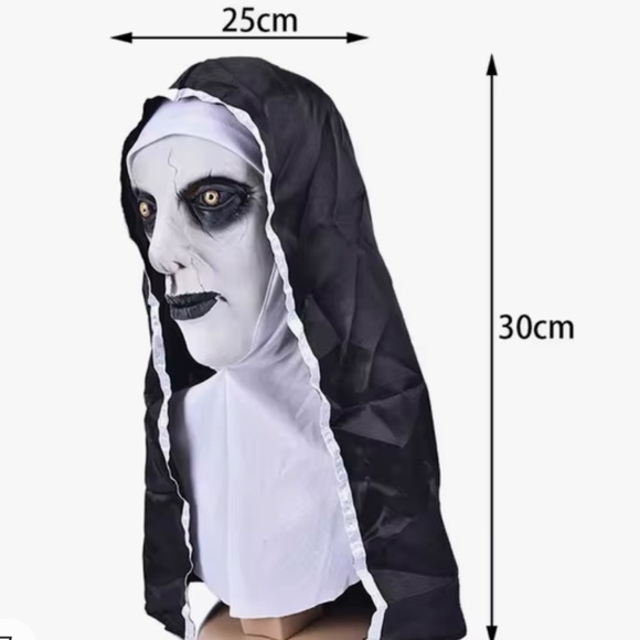 NWOT The Scary Nun Latex Mask W/Headscarf Horror For Cosplay Halloween Costume - Picture 2 of 11